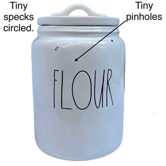 Rae Dunn FLOUR Canister White Black Large Letter Flat Lid Dimples NWT 2018 OG - Picture 4 of 15